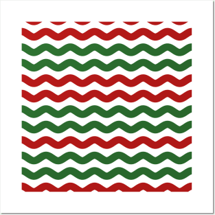Red and Green Stripes Christmas pattern, gift wrapper pattern Posters and Art